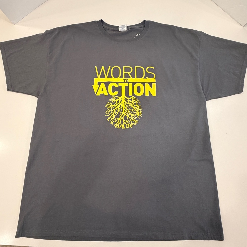 Custom “Words to Action” with Ghandi Quote on Back T-Shirt Size XXL